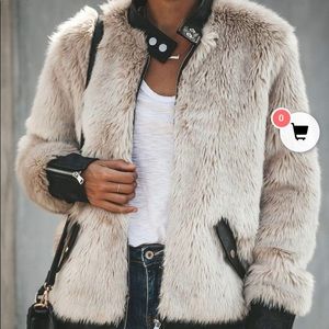 Faux fur leather jacket